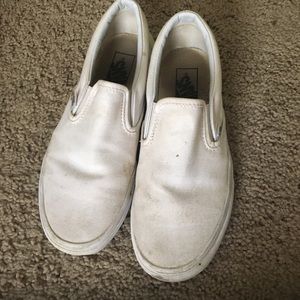 White vans slip ons, size women's 8